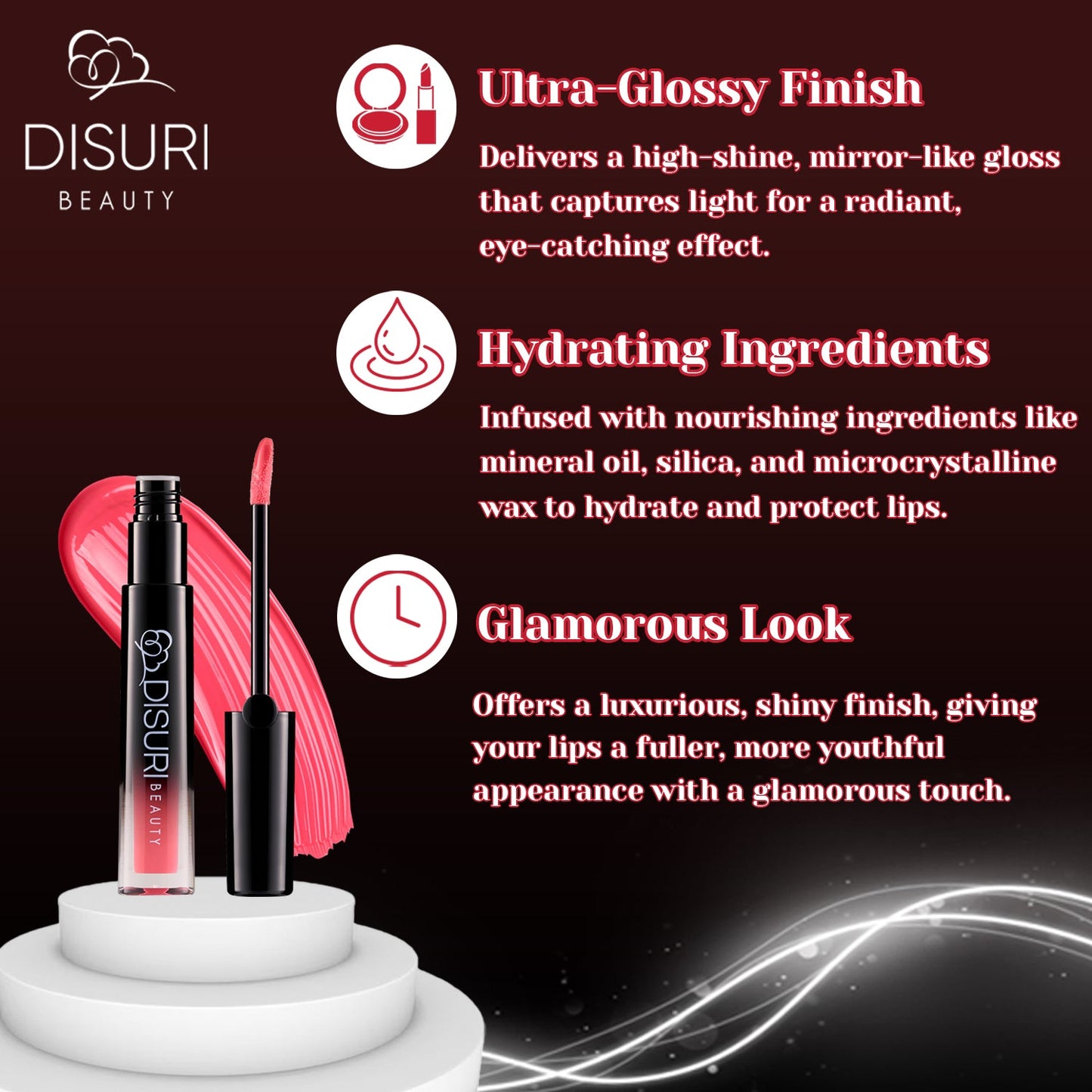 DISURI Beauty Glossy Blast Lip Gloss - Pink Cupcake