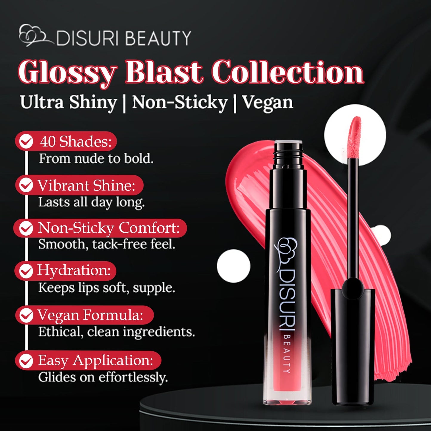 DISURI Beauty Glossy Blast Lip Gloss - Pink Cupcake